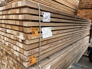 Ca. 77x Douglas regels fijnbezaagd , 50x75mm, lengte 400cm